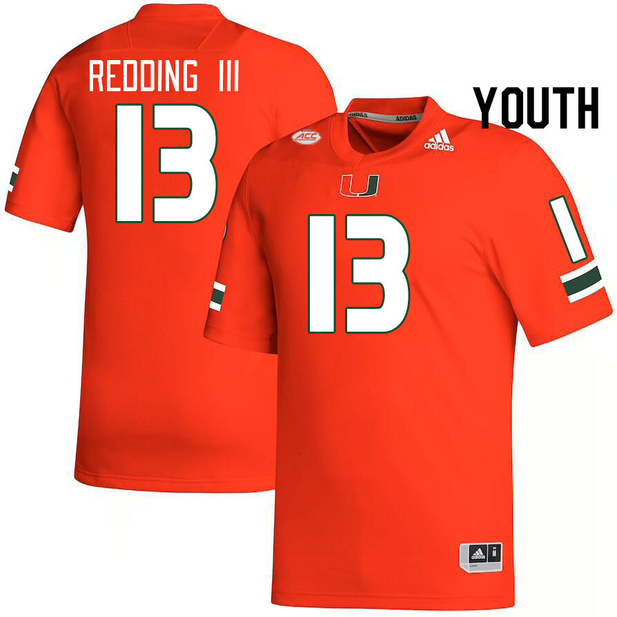 Youth #13 Michael Redding III Miami Hurricanes College Football Jerseys Stitched-Orange - Click Image to Close